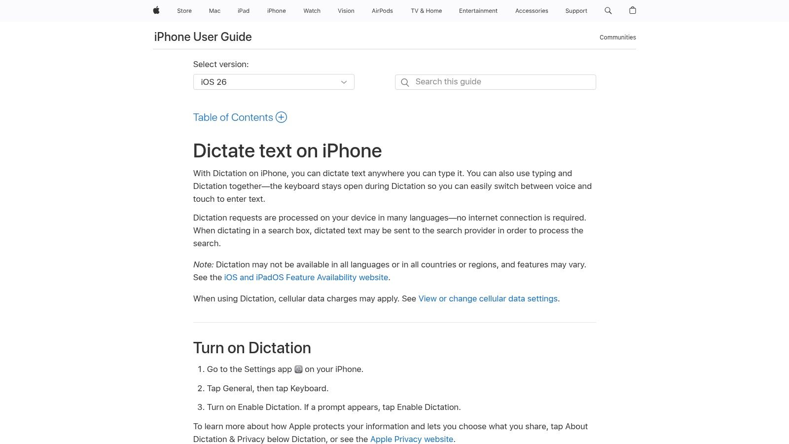 Apple Dictation