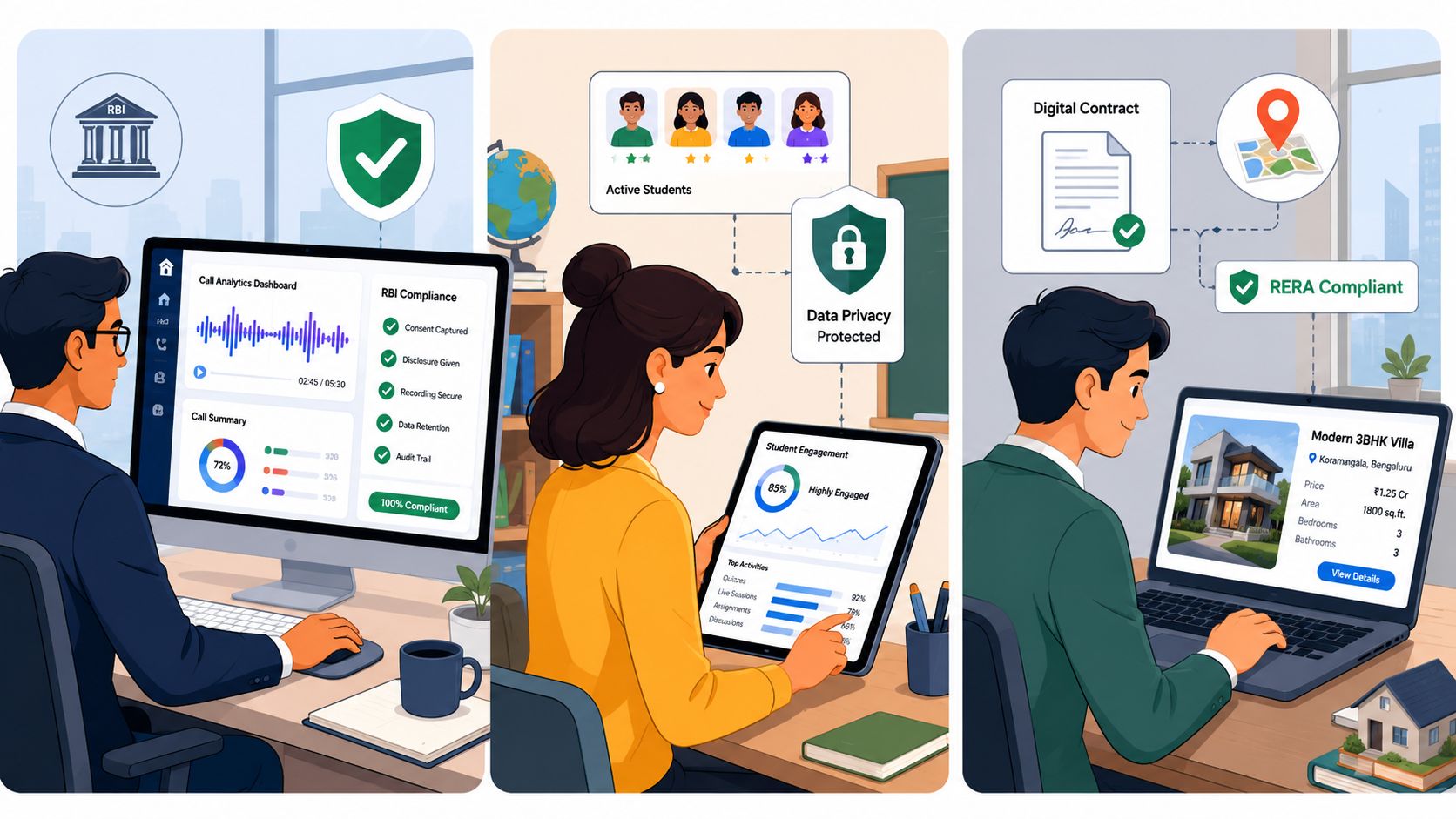 Screenshot from https://via.placeholder.com/1200x800?text=DialNexa+Compliance+Dashboard